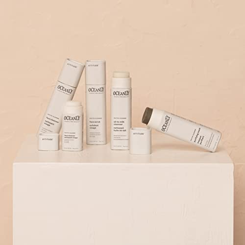 ATTITUDE Oceanly Face Cleanser Stick - EWG Verified, Plastic-Free, Plant & Mineral-Based, Vegan & Cruelty-Free, Unscented, 1 oz