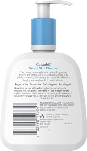 CETAPHIL Hydrating Gentle Skin Cleanser for Dry to Normal Sensitive Skin - Fragrance-Free, Soap-Free, Non-Foaming, 16 oz (2 Pack)