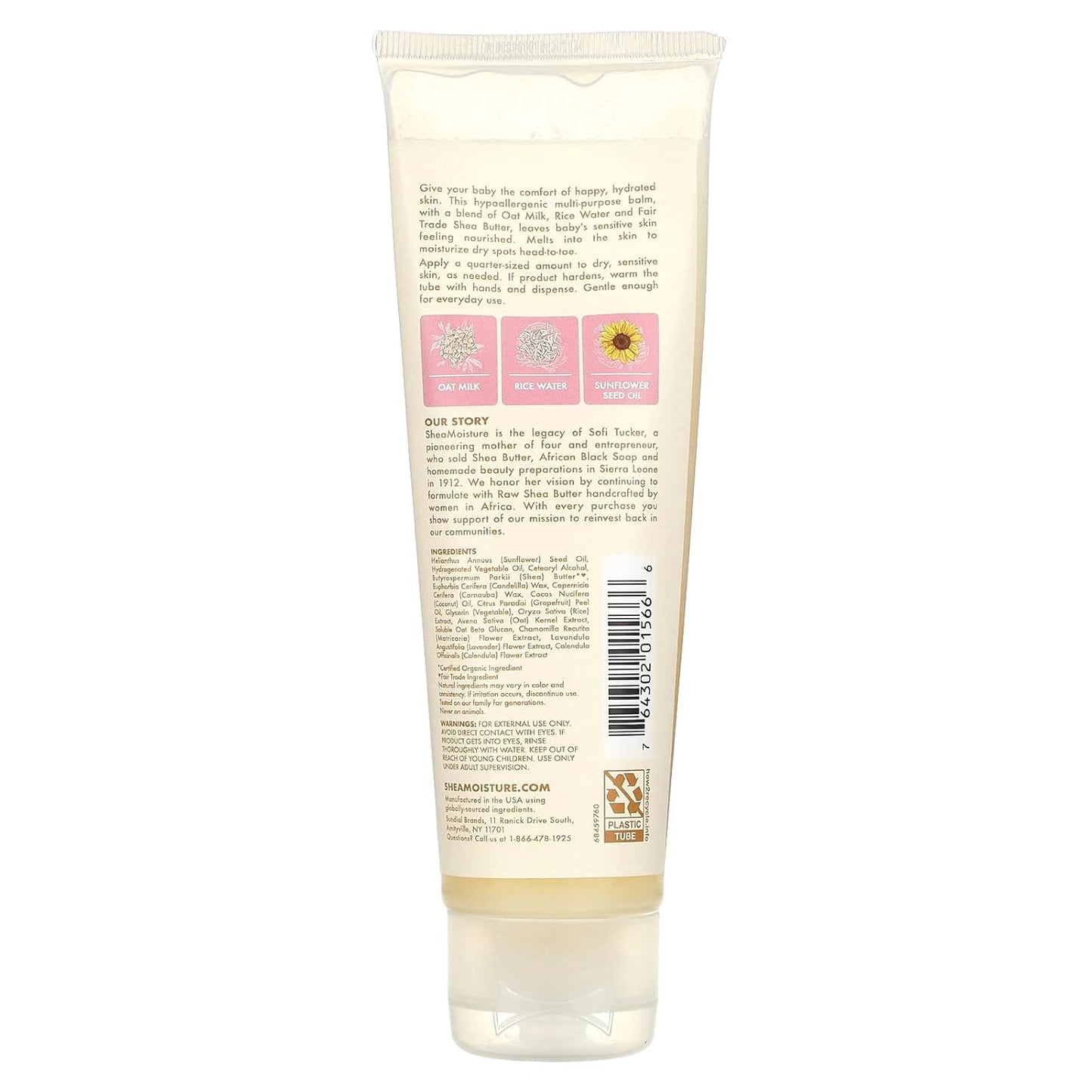 Shea Moisture Baby Multi-Purpose Balm, Oat Milk & Rice Water, 3.5 oz (99 g) for Eczema Body Care