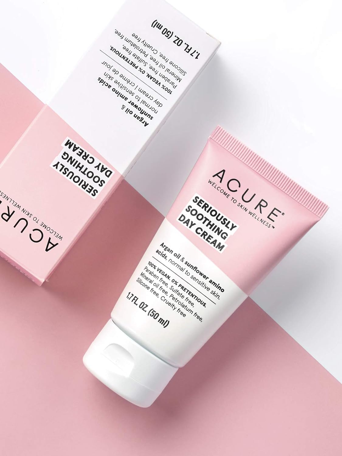 Acure Seriously Soothing Day Cream - Daily Hydrating Facial Cream - Moisturizer for Dry to Sensitive Skin from Argan Oil & Sunflower Amino Acids with Organic Chamomile - Vegan, Unscented - 1.7 Fl Oz