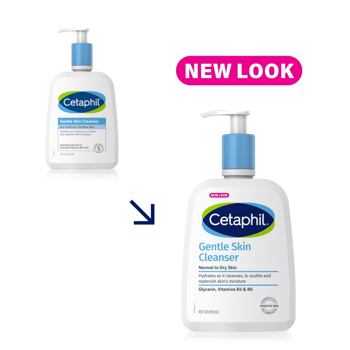 CETAPHIL Hydrating Gentle Skin Cleanser for Dry to Normal Sensitive Skin - Fragrance-Free, Soap-Free, Non-Foaming, 16 oz (2 Pack)