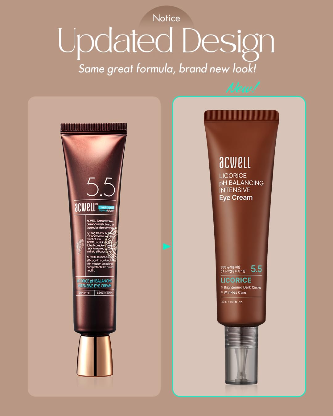 ACWELL Licorice pH Balancing Intensive Anti-Wrinkle Eye Cream 1.01 fl.oz. -For Dark Circles and Puffiness with Peptides and Licorice Water, Anti-aging Face Cream for Men and Women