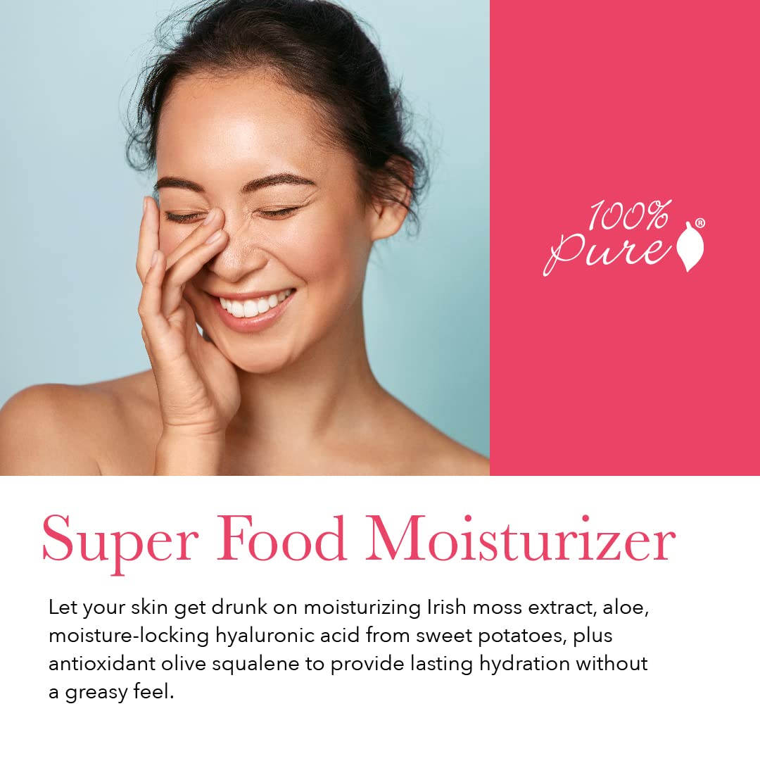 100% PURE Watermelon Cucumber Water Locking Moisturizer Natural Facial Hydration Boost with Hyaluronic Acid Replenishing Anti Aging Face Cream & Quenching Dry Skin Care Vegan - 1.7 fl oz