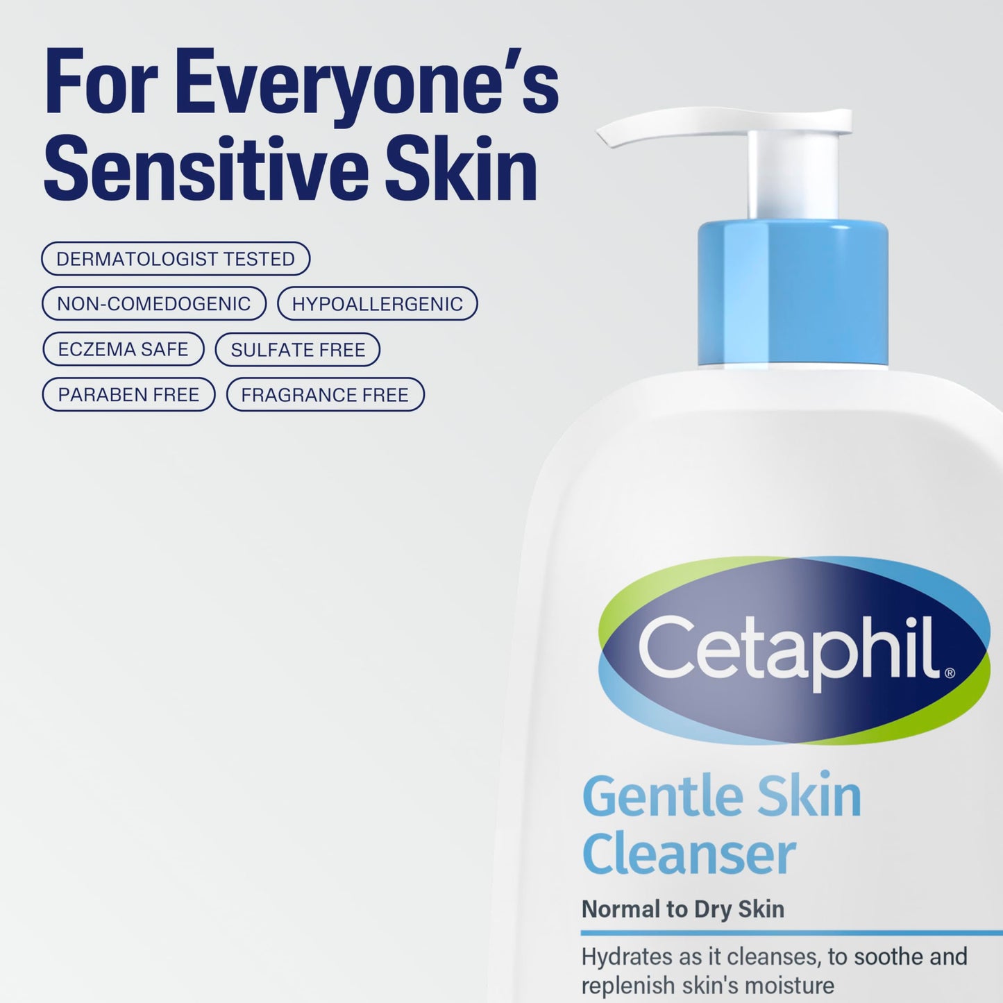 CETAPHIL Hydrating Gentle Skin Cleanser for Dry to Normal Sensitive Skin - Fragrance-Free, Soap-Free, Non-Foaming, 16 oz (2 Pack)