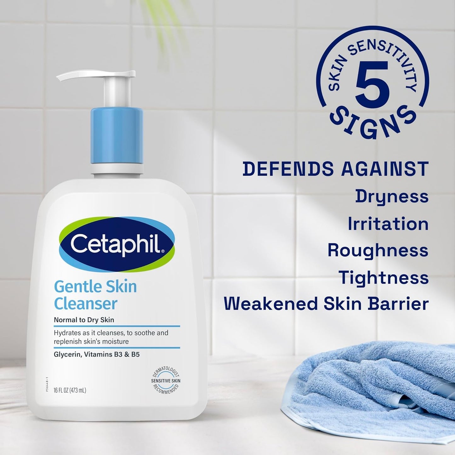 CETAPHIL Hydrating Gentle Skin Cleanser for Dry to Normal Sensitive Skin - Fragrance-Free, Soap-Free, Non-Foaming, 16 oz (2 Pack)