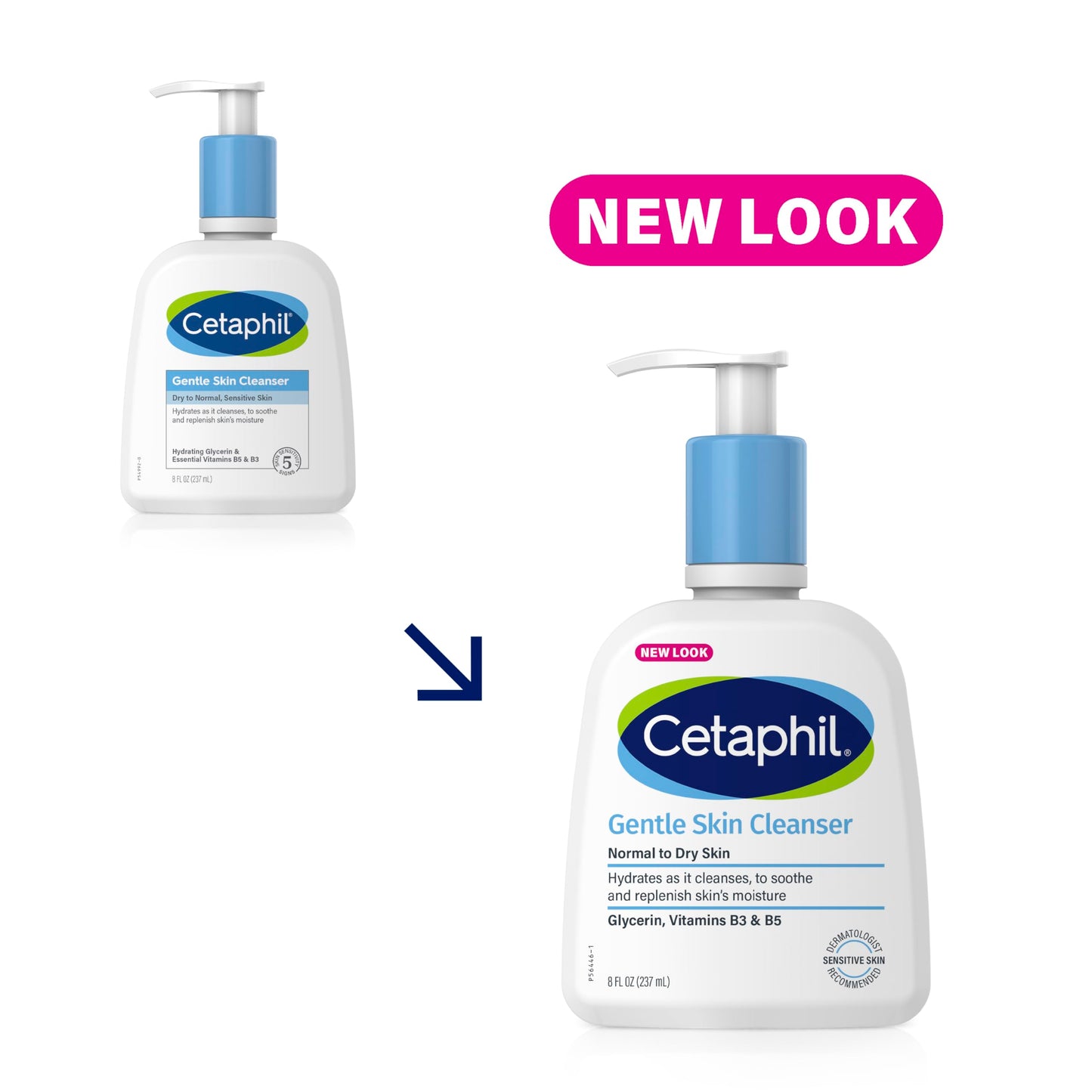 CETAPHIL Hydrating Gentle Skin Cleanser for Dry to Normal Sensitive Skin - Fragrance-Free, Soap-Free, Non-Foaming, 16 oz (2 Pack)