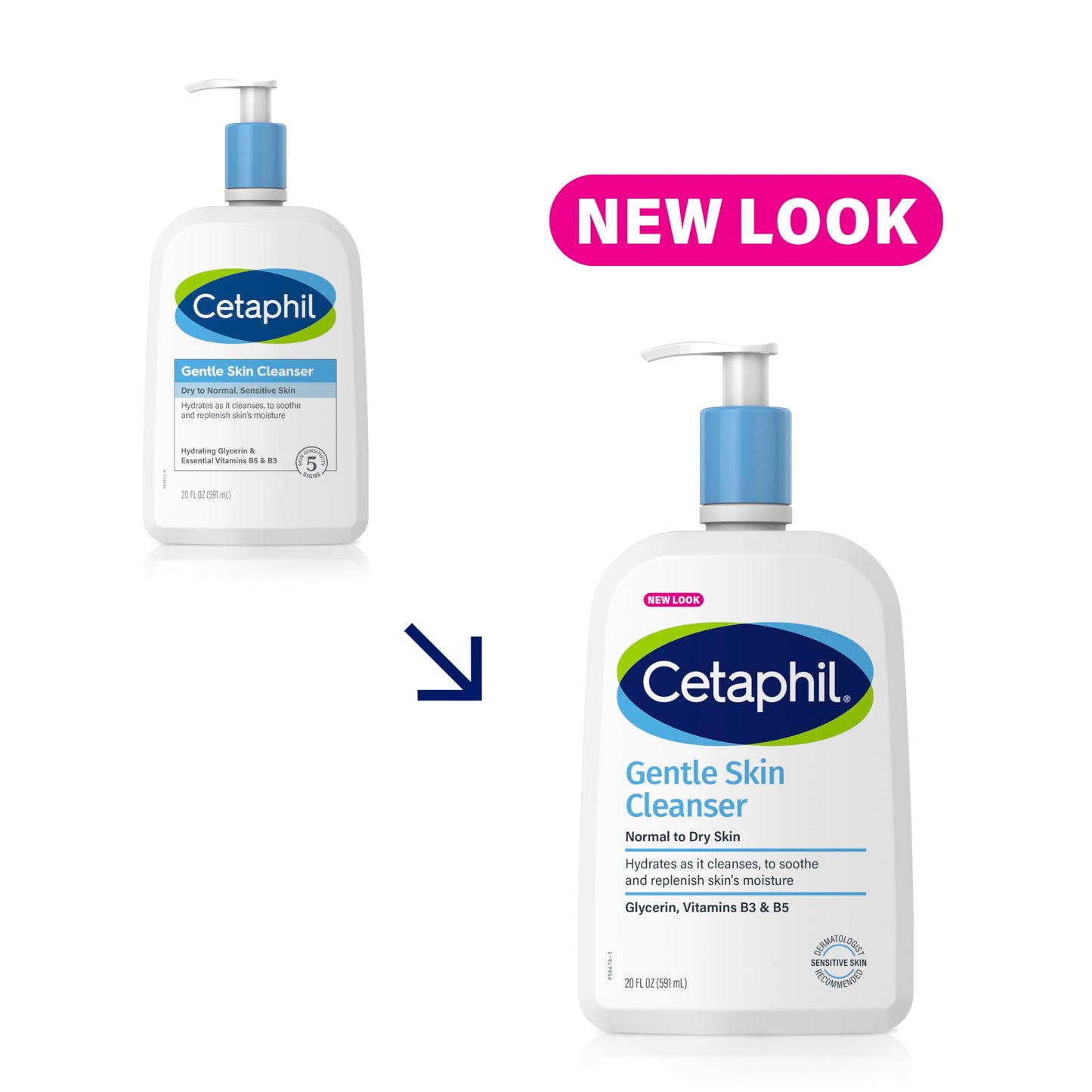 CETAPHIL Hydrating Gentle Skin Cleanser for Dry to Normal Sensitive Skin - Fragrance-Free, Soap-Free, Non-Foaming, 16 oz (2 Pack)