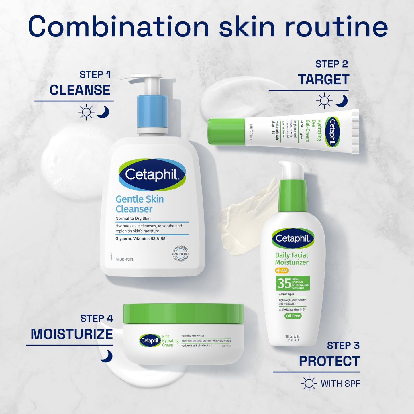 CETAPHIL Hydrating Gentle Skin Cleanser for Dry to Normal Sensitive Skin - Fragrance-Free, Soap-Free, Non-Foaming, 16 oz (2 Pack)
