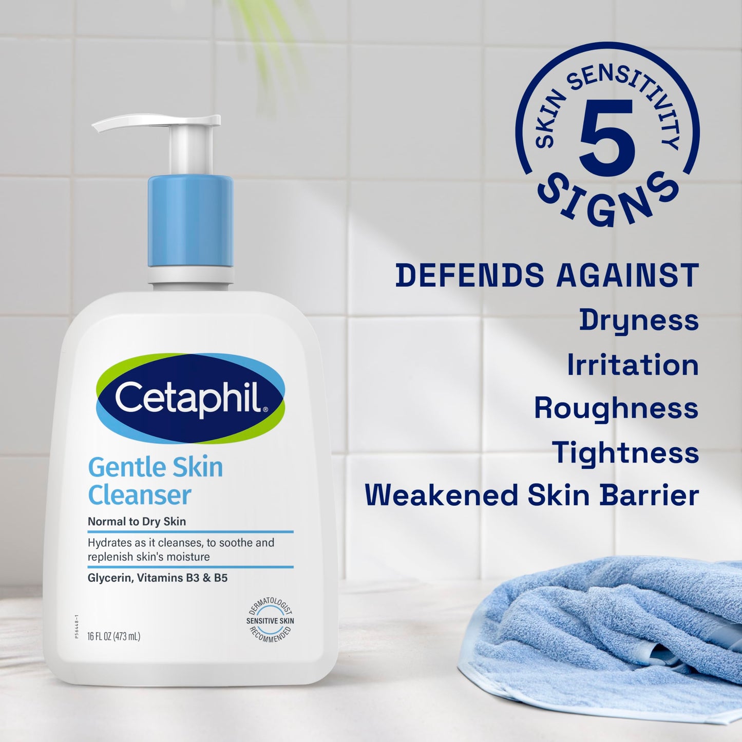 CETAPHIL Hydrating Gentle Skin Cleanser for Dry to Normal Sensitive Skin - Fragrance-Free, Soap-Free, Non-Foaming, 16 oz (2 Pack)