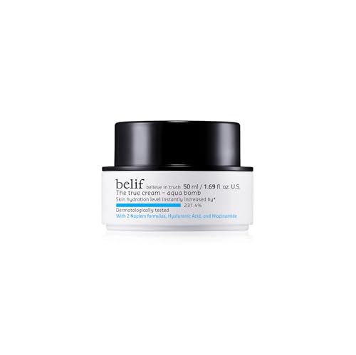 belif The True Cream Aqua Bomb | New & Improved | Hydration in 10 Seconds | Hyaluronic Acid, Niacinamide | Lightweight Hydrating Daily Moisturizer Face