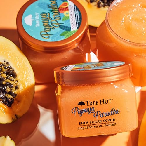 Tree Hut Pumpkin Pop Shea Sugar Scrub | Exfoliating Scrub Removes Dull, Dry Skin for a Hydrated Glow | Limited Edition Fall | Vegan, Free of Parabens, Formaldehyde Donors, & Sulfates | 18 fl oz.