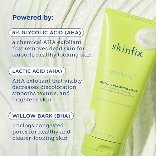 Skinfix Resurface+ Glycolic Renewing Scrub: A Double-Duty AHA BHA Exfoliant Scrub & Body Peel to Visibly Polish, Refine, Brighten & Smooth Rough, Bumpy & Crepey Skin Caused KP-Prone Skin, 8 Fl Oz