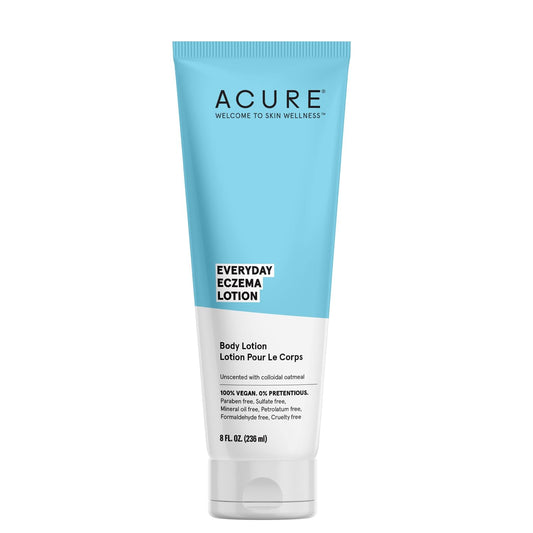 Acure Everyday Eczema Lotion - Daily Skin Protectant with 2% Colloidal Oatmeal for Sensitive, Easily Irritated Skin & Cocoa Butter for Moisturizing Dry Chapped Skin - 100% Vegan - Unscented, 8 Fl Oz