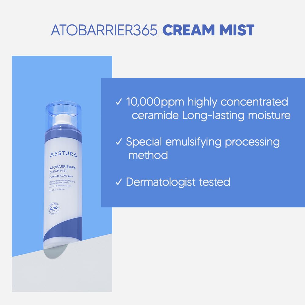 AESTURA ATOBARRIER365 CERAMIDE Cream Mist | Long Lasting Moisturizing Face Serum Mist with Ceramide | 4.05 oz, 120ml