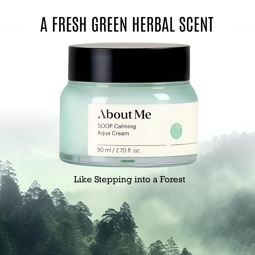 About Me Soop Calming Aqua Cream - Intense Moisturizing Face Cream for Dry and Sensitive Skin, 100 Hours Of Lasting Hydration (80ml/2.7oz)