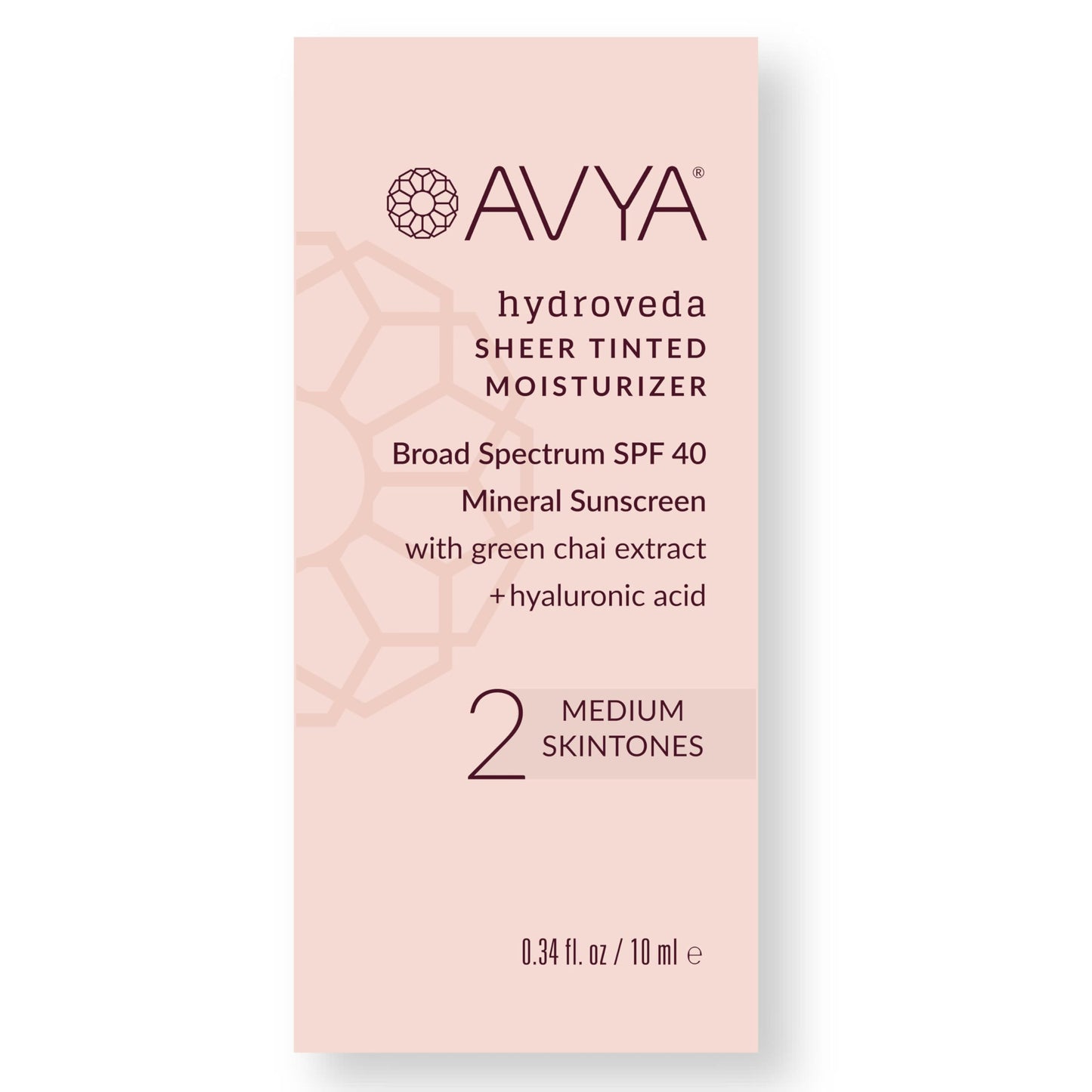 AVYA SPF 40 Sheer Tinted Moisturizer with Hyaluronic Acid & Green Chai – Advanced Ayurvedic Skincare Treatment for Balanced and Brighter Skin/Medium Skintones Shade #2 (1.7oz/50ml)