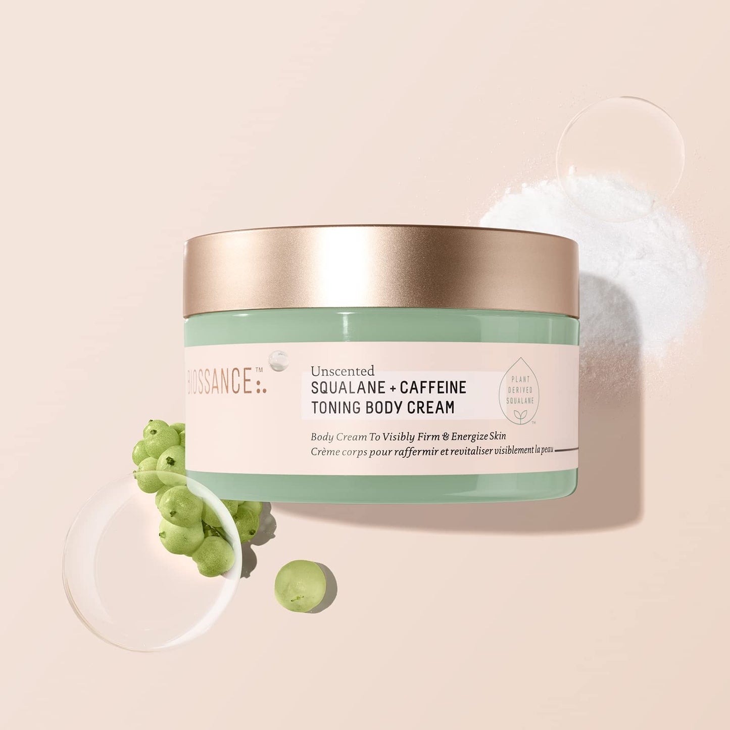 Biossance Squalane + Caffeine Toning Body Cream. Nourishing Unscented Body Cream with Caffeine and Niacinamide to Visibly Firm, Tone and Restore Elasticity (6.7 ounces)