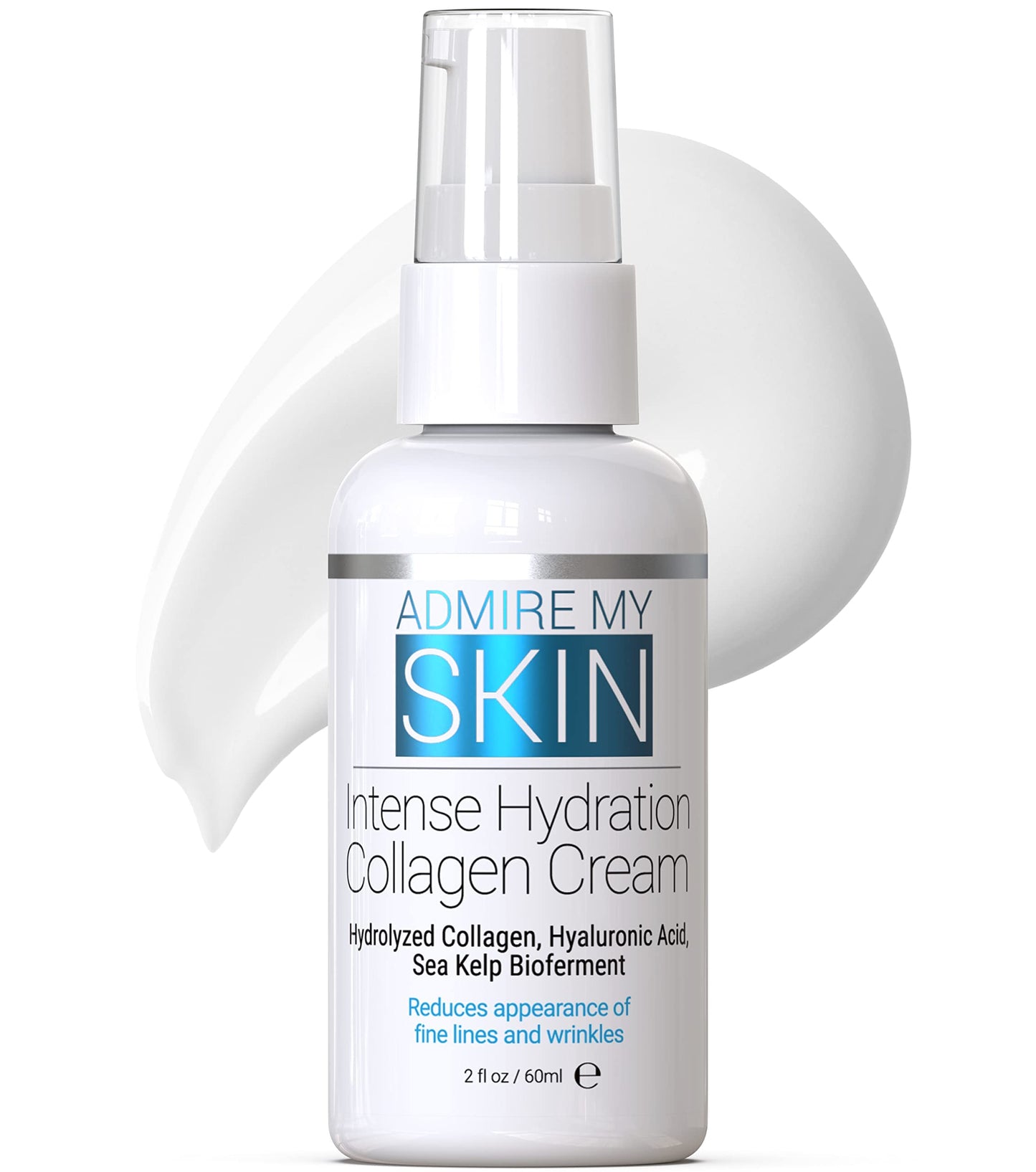 Admire My Skin Collagen Cream Moisturizer For Dry Skin - Hyaluronic Acid Cream - Non Comedogenic Hydrating Cream Eliminates Dull Dry Skin for That Healthy Youthful Glow 2oz