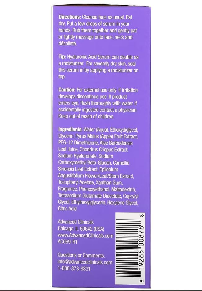 Advanced Clinicals Niacinamide Serum - 5% Niacinamide Serum For Face W/Hyaluronic Acid Serum, Ferulic Acid, Aloe Vera, Fruit Extracts - Dark Spot & Age Spot Remover - Skin Serum for Face 1.75 Fl Oz