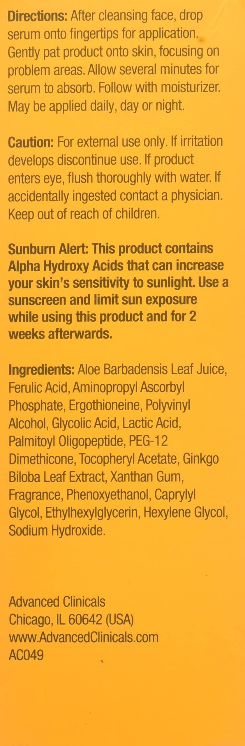 Advanced Clinicals Niacinamide Serum - 5% Niacinamide Serum For Face W/Hyaluronic Acid Serum, Ferulic Acid, Aloe Vera, Fruit Extracts - Dark Spot & Age Spot Remover - Skin Serum for Face 1.75 Fl Oz