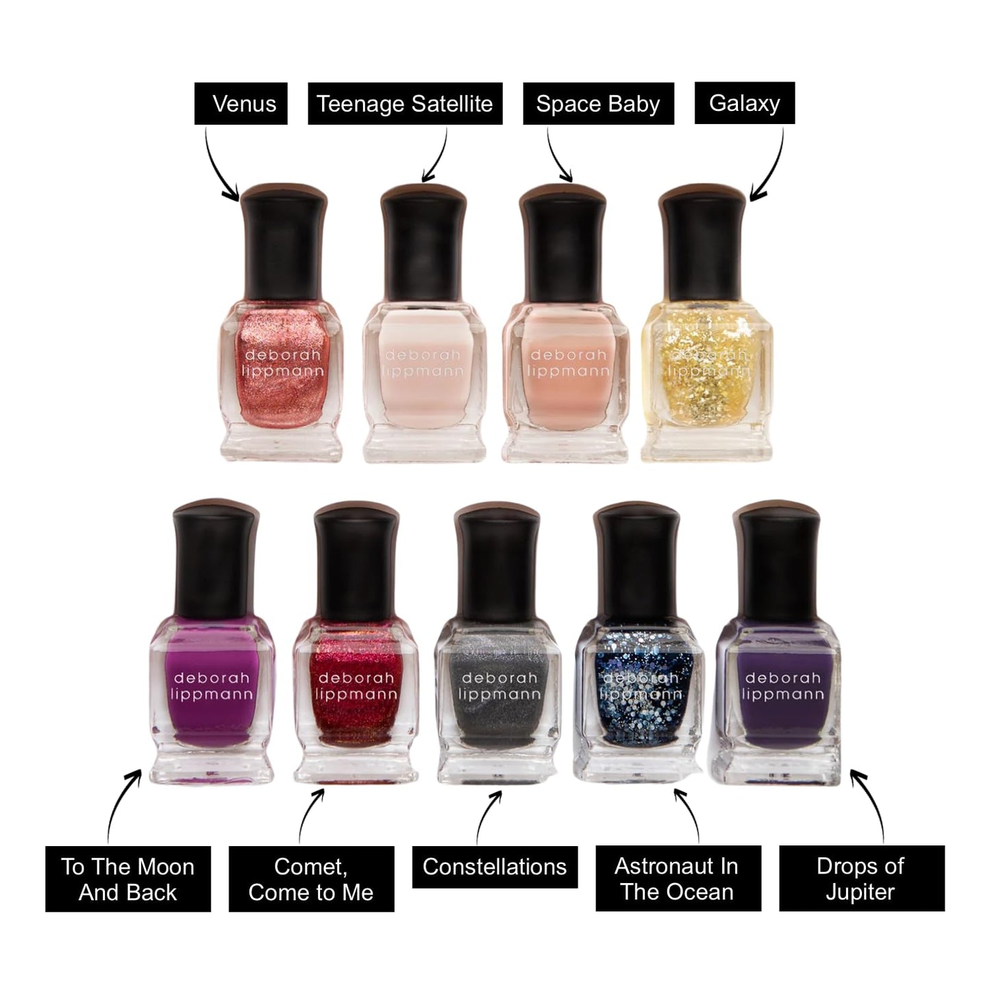 Deborah Lippmann Nail Polish, Gel Lab Pro Set | Treatment Enriched for Nail Health, Wear and Shine | No Lamps or Tools | We Are All Made Of Stars, 9 Bottles