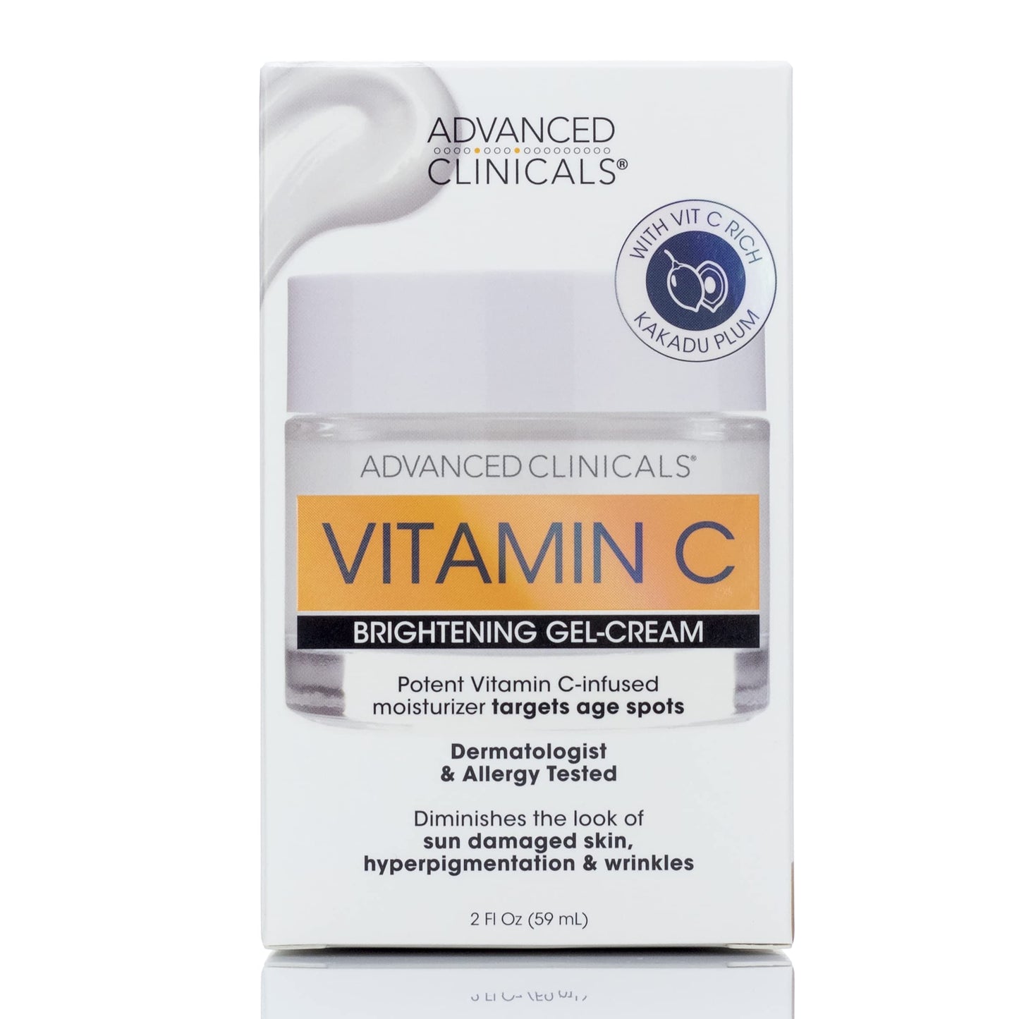 Advanced Clinicals Vitamin C Face Cream Moisturizer Skin Care Facial Lotion, Potent Vitamin C Gel Cream For Face Targets Dry Skin, Age Spots, Wrinkles, Hyperpigmentation, & Sun Damaged Skin, 2 Fl Oz