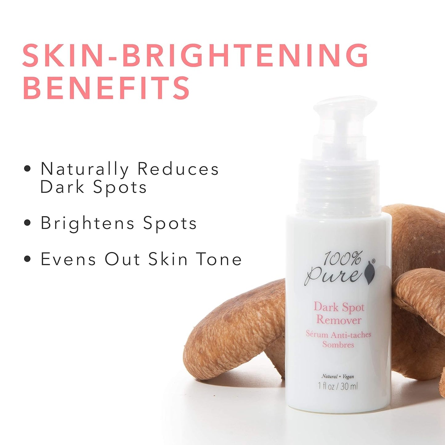 100% PURE Dark Spot Remover, 1 oz, Reduces Dark Spots, Age Spots, Evens Skin Tone, Diminish Spots, Vegan Dark Spot Remover, Natural Serum