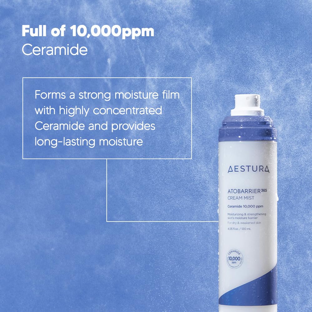 AESTURA ATOBARRIER365 CERAMIDE Cream Mist | Long Lasting Moisturizing Face Serum Mist with Ceramide | 4.05 oz, 120ml