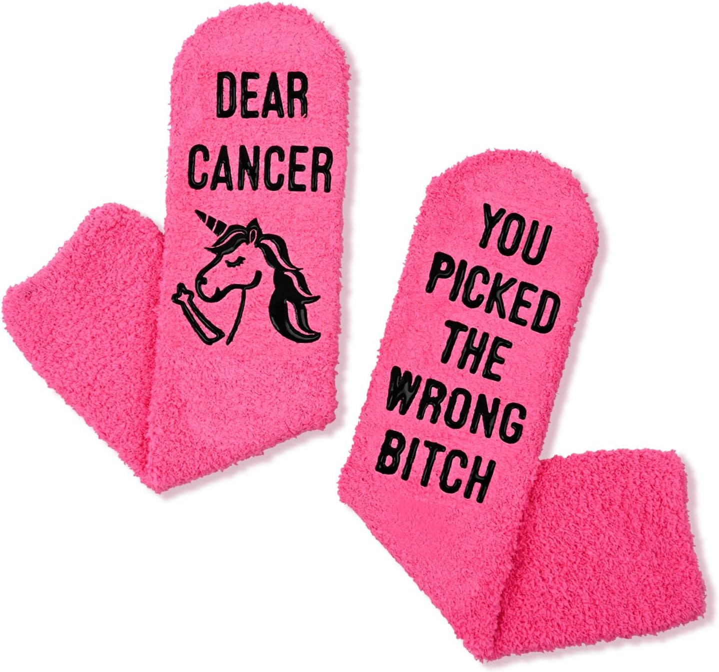 HAPPYPOP Women Fuzzy Socks Breast Cancer Socks For Women Inspirational Socks Chemo Socks, Breast Cancer Gifts For Women Chemo Gifts Cancer Gifts Comfort Gifts