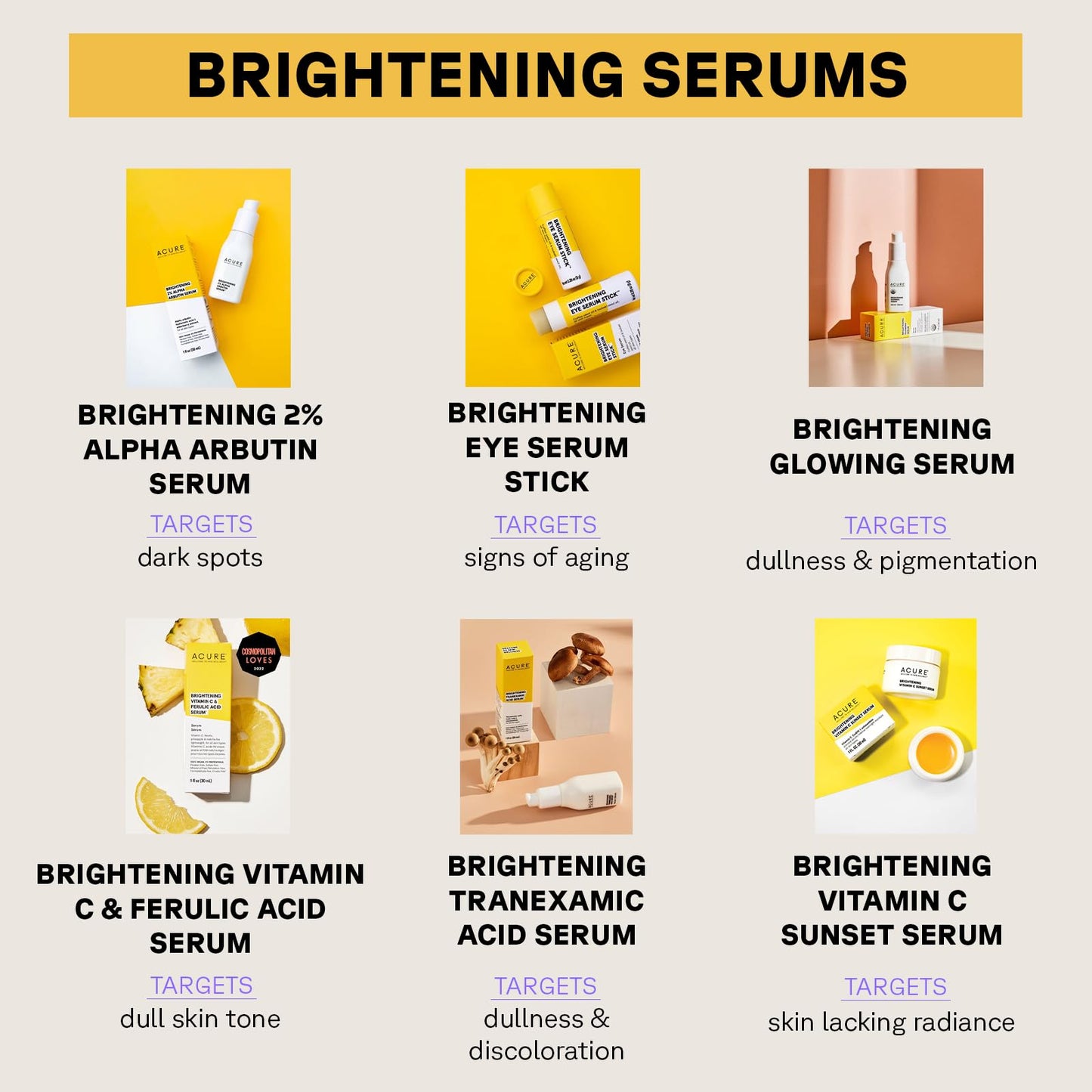 Acure Brightening Glowing Serum - Revitalize & Hydrate Face & Neck - Argan Oil, Pumpkin & Cranberry - Antioxidant Protection for All Skin Types- All Natural Hydrating Formula - 100% Vegan, 1 Fl Oz