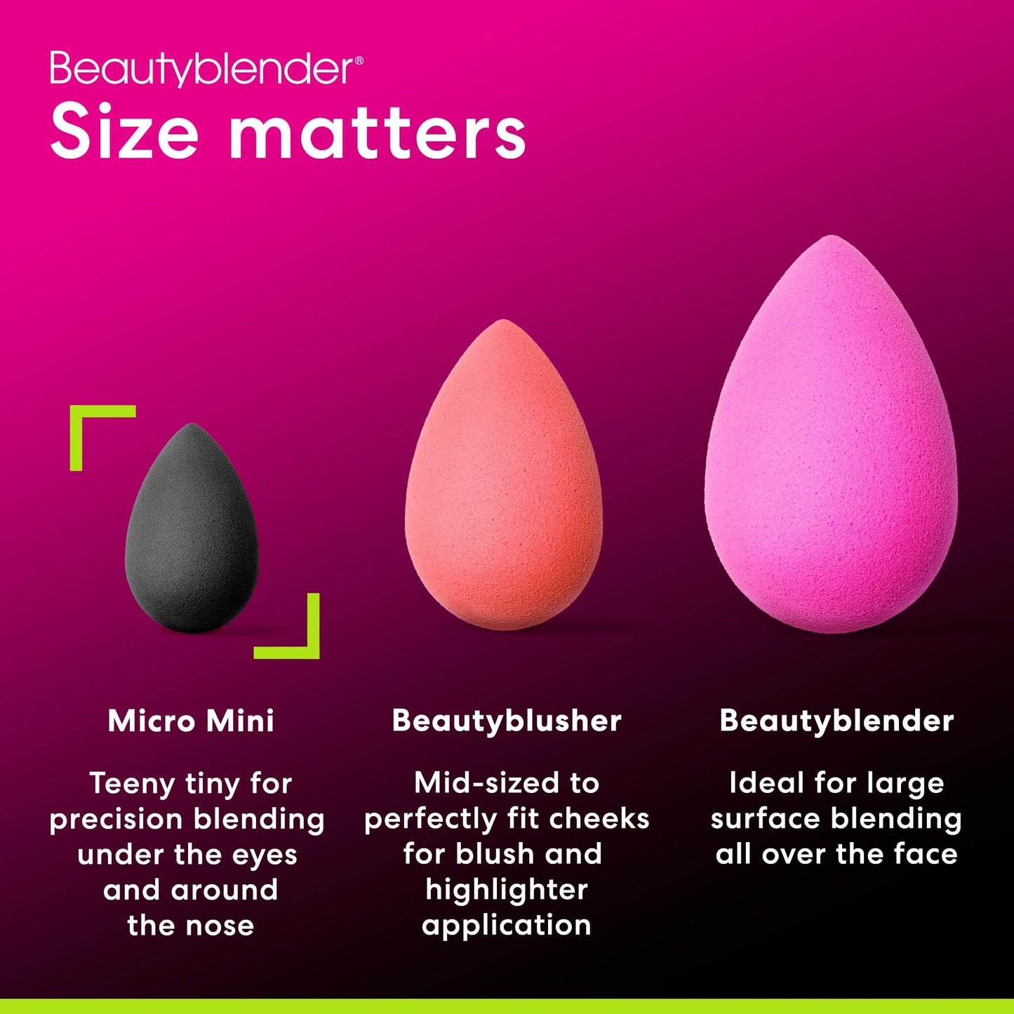 Beautyblender® | Micro Mini Pro Black Beauty Blender Makeup Sponges, Super-Soft Foam Easily Blends Concealers & Highlighters, Made in USA, Reusable, Washable, Streak Free Application, 2 Pack