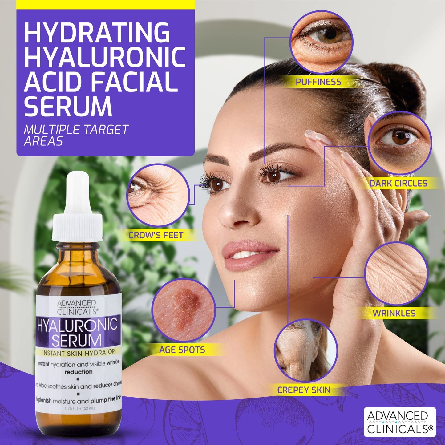 Advanced Clinicals Niacinamide Serum - 5% Niacinamide Serum For Face W/Hyaluronic Acid Serum, Ferulic Acid, Aloe Vera, Fruit Extracts - Dark Spot & Age Spot Remover - Skin Serum for Face 1.75 Fl Oz