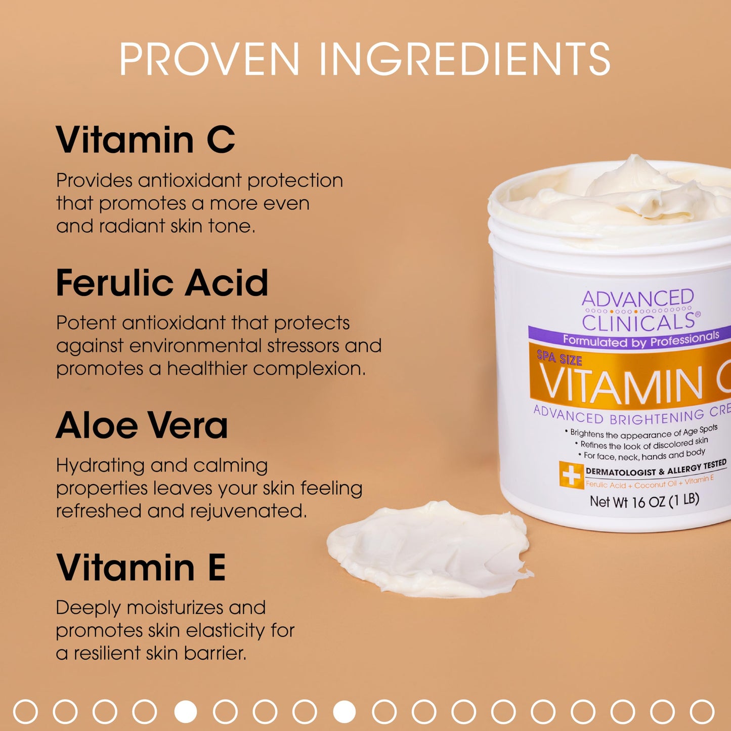 Advanced Clinicals Vitamin C Face Cream Moisturizer Skin Care Facial Lotion, Potent Vitamin C Gel Cream For Face Targets Dry Skin, Age Spots, Wrinkles, Hyperpigmentation, & Sun Damaged Skin, 2 Fl Oz