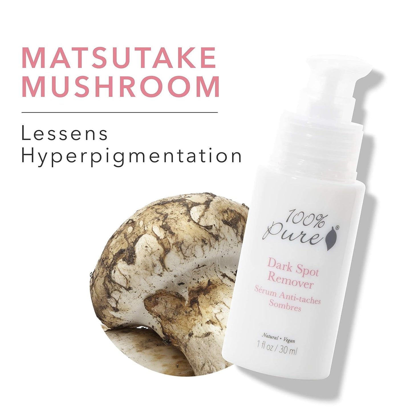 100% PURE Dark Spot Remover, 1 oz, Reduces Dark Spots, Age Spots, Evens Skin Tone, Diminish Spots, Vegan Dark Spot Remover, Natural Serum